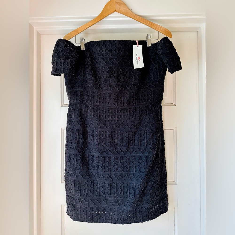 NWT Vineyard Vines Black Off-the-Shoulder Dress Sz 14